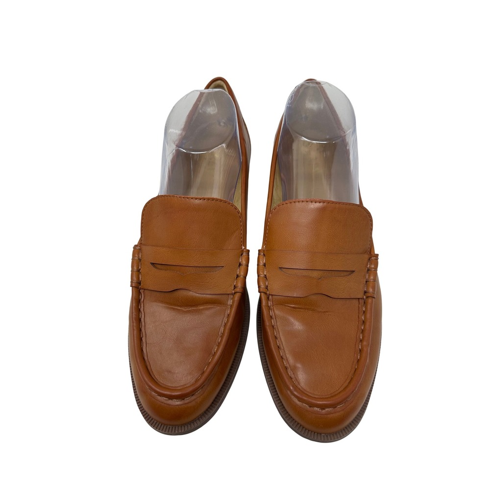 J Crew Penny Loafers Size 9.5 Brown Faux Leather Warm Chicory Preppy BW276